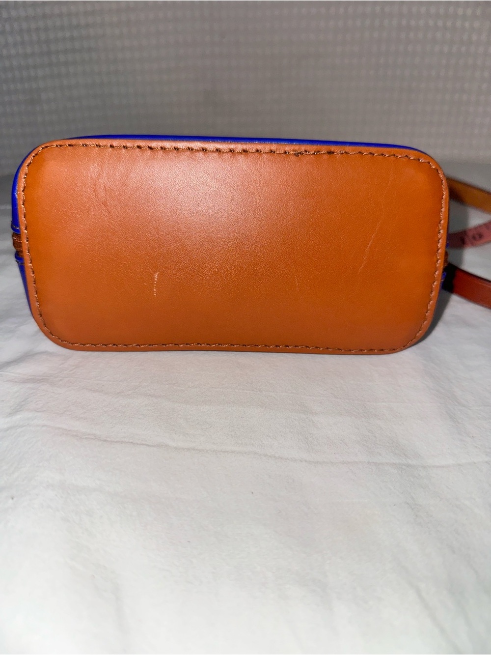 No.100 Vera Pelle Italian Leather Small Crossbody Bag in Royal Blue and Brown - Picture 3 of 5
